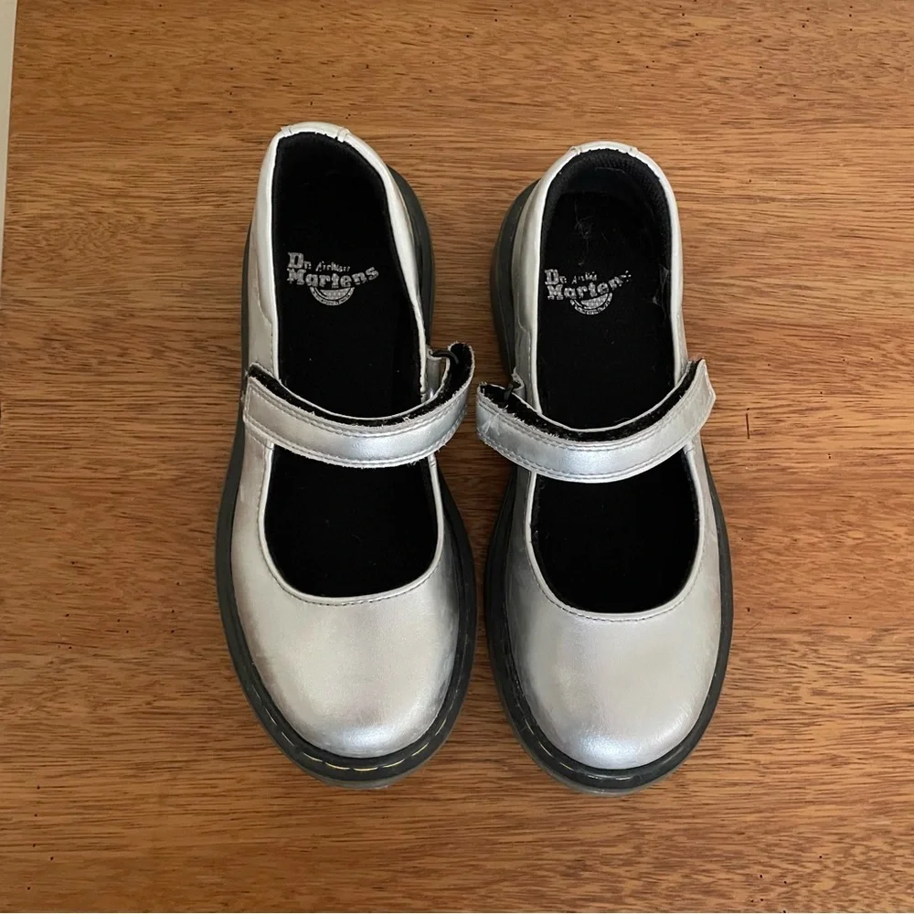 Dr. Martens Kids Silver Mary Jane Shoes